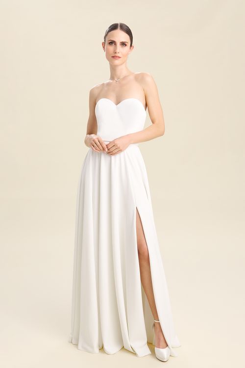 Maxi long skirt made of knitted crepe